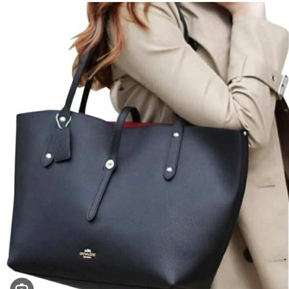 COACH TOTE BAG LARGE TOTE BAG BLACK RED LEATHER & COACH WALLET NWT - Picture 17 of 17